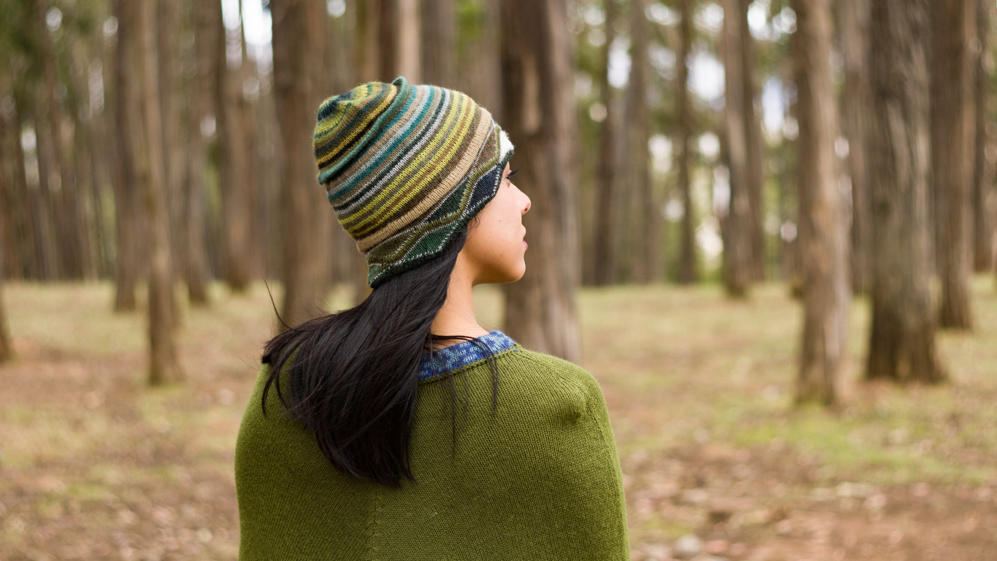 Baby Alpaca Green Poncho with Andean Design
